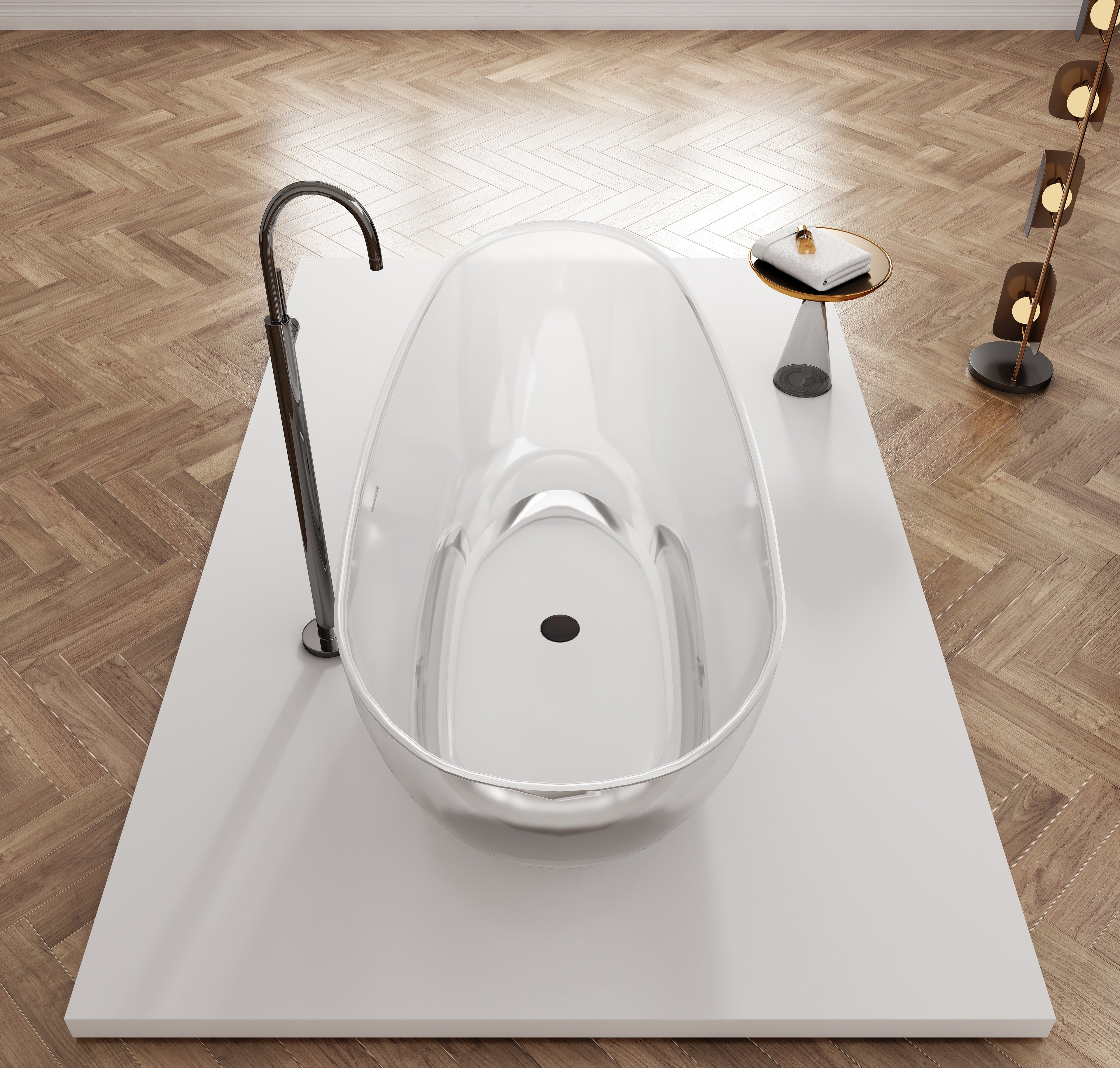 Baignoire en résine transparente disponible en plusieurs couleurs