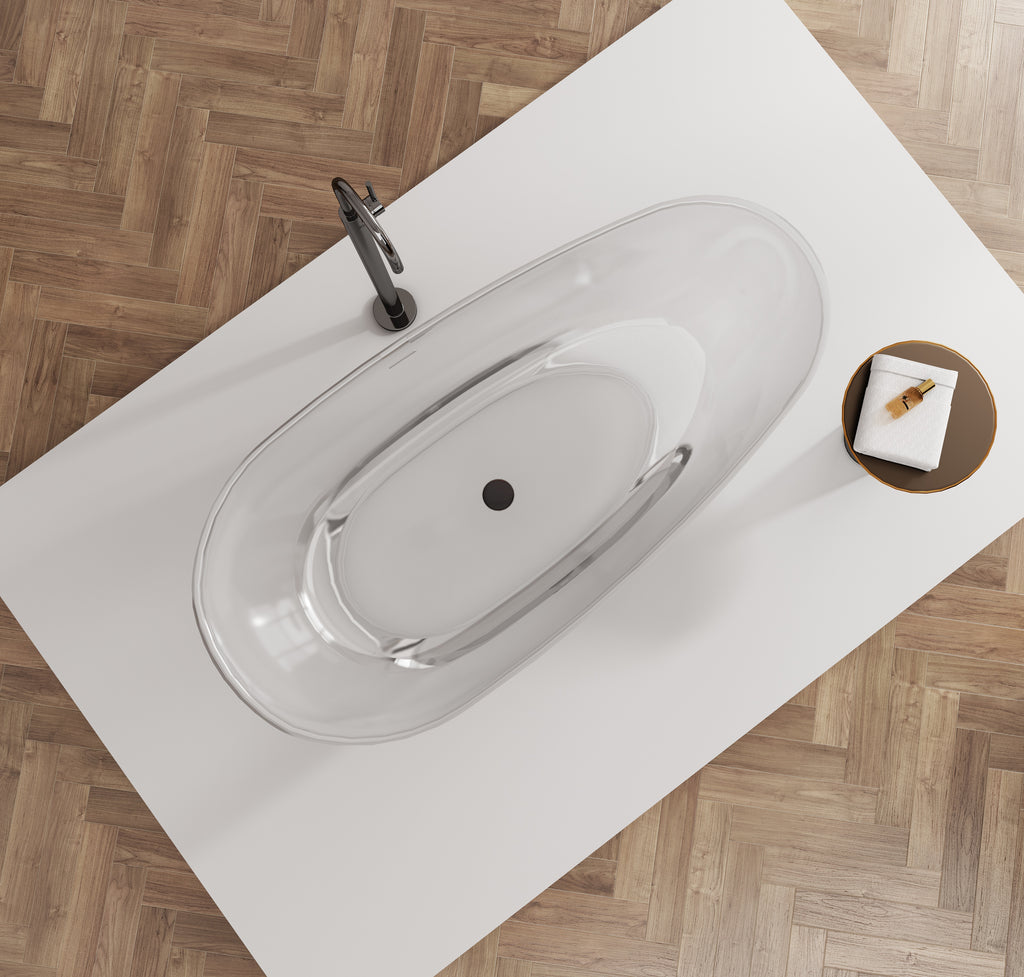 Baignoire en résine transparente disponible en plusieurs couleurs