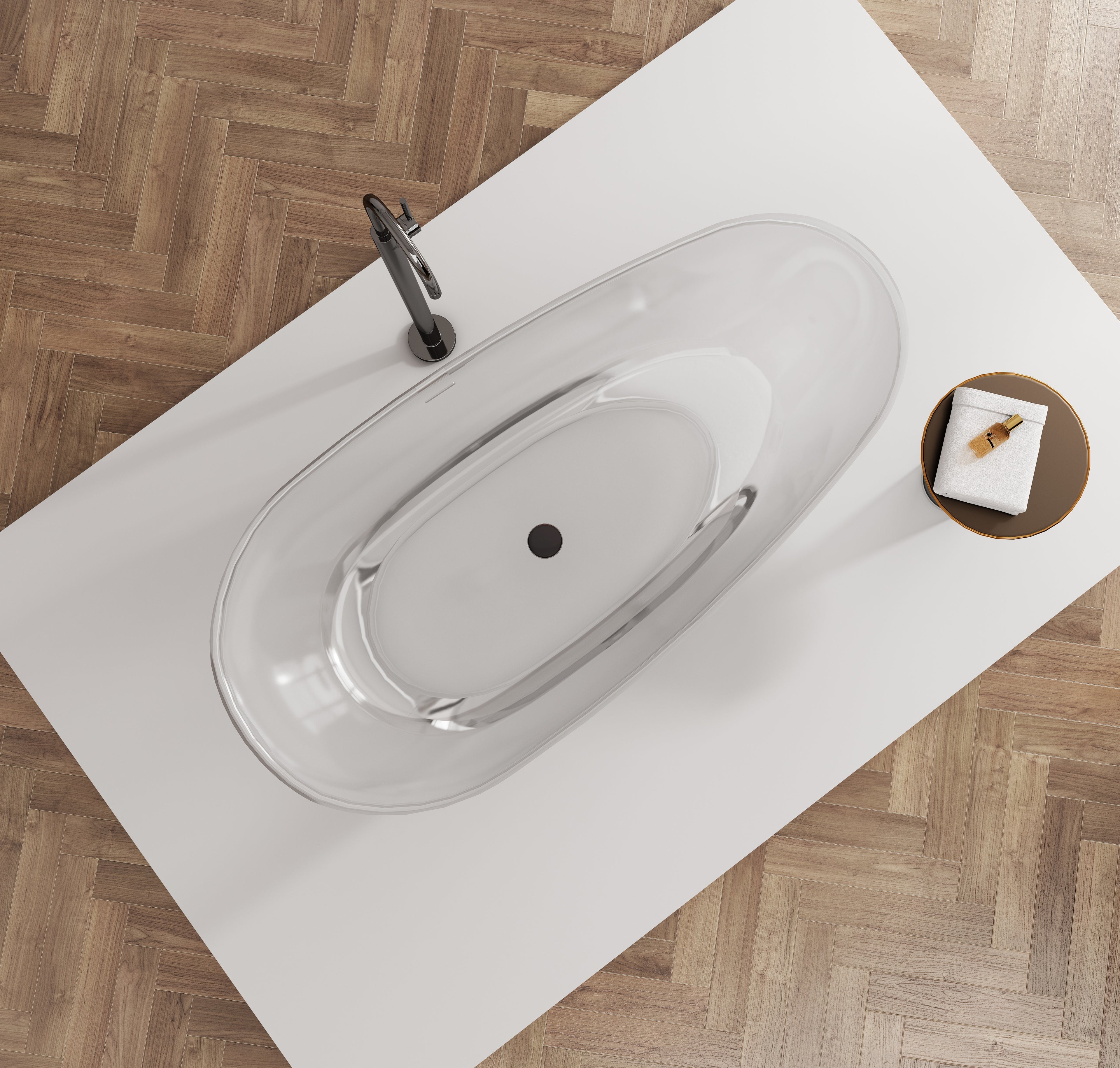 Baignoire en résine transparente disponible en plusieurs couleurs