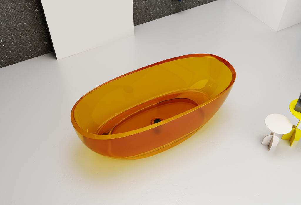 Baignoire en résine transparente disponible en plusieurs couleurs
