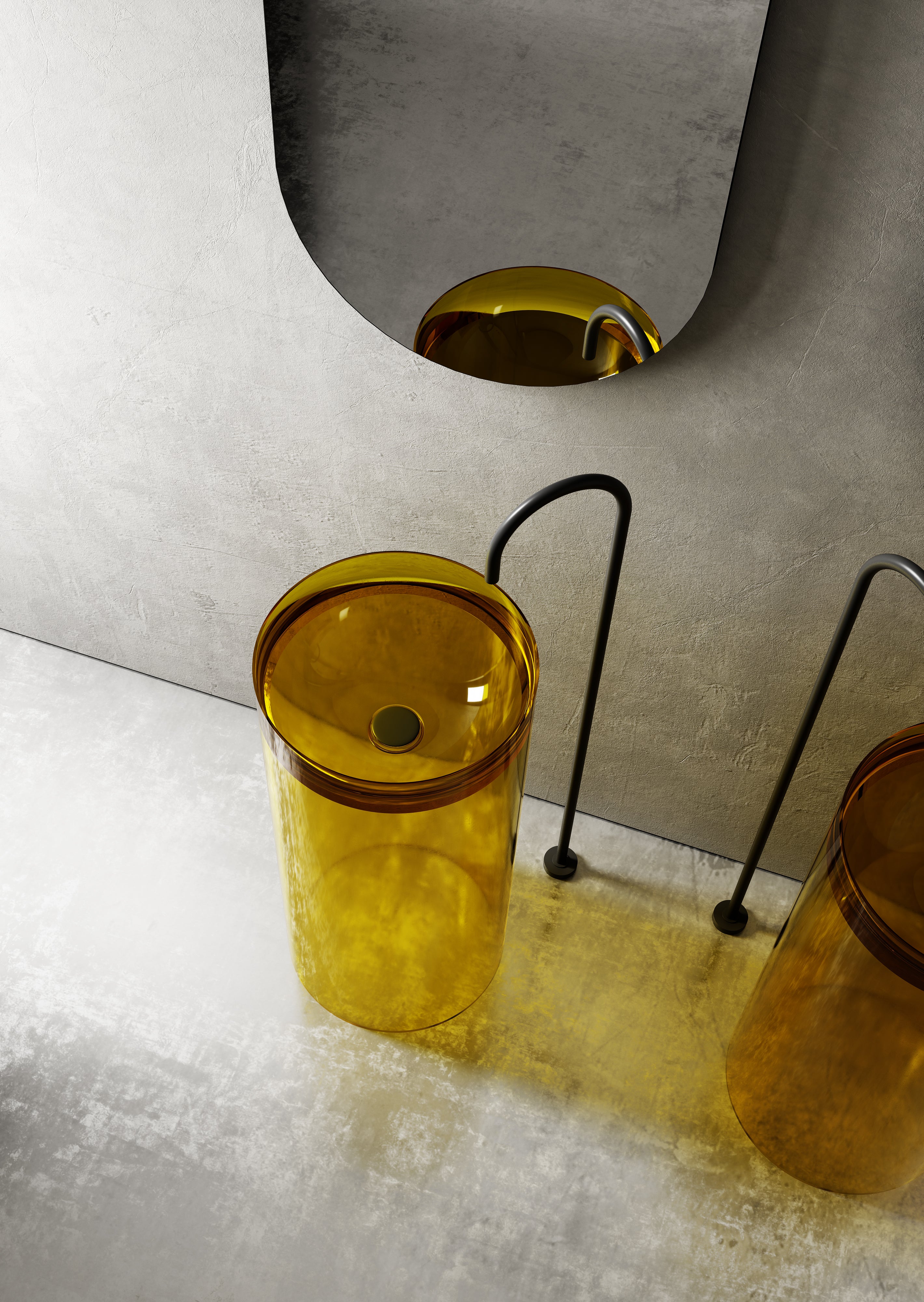 Vasque en résine transparente disponible en plusieurs couleurs