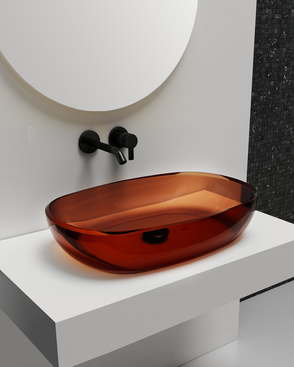 Vasque en résine transparente disponible en plusieurs couleurs