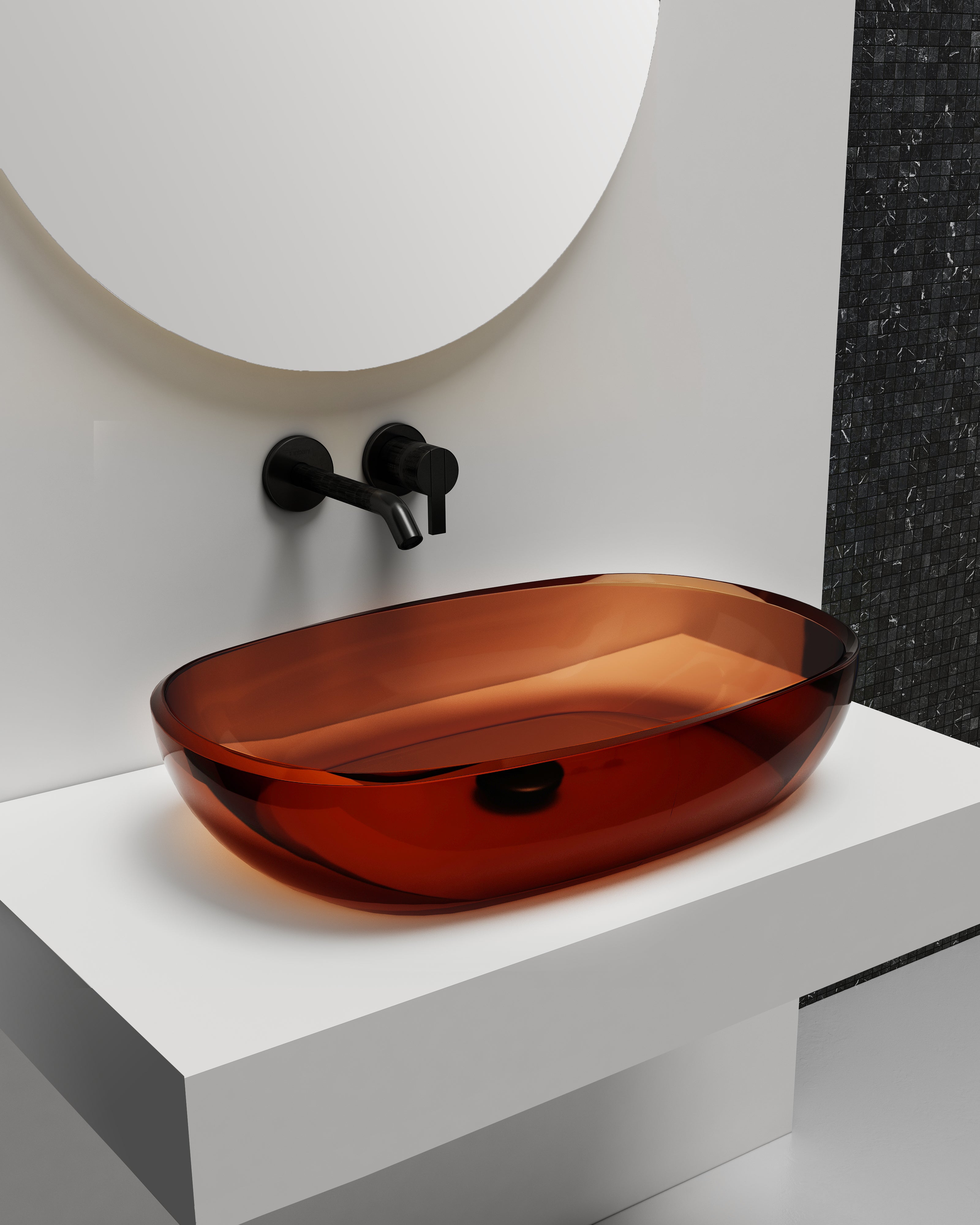 Vasque en résine transparente disponible en plusieurs couleurs