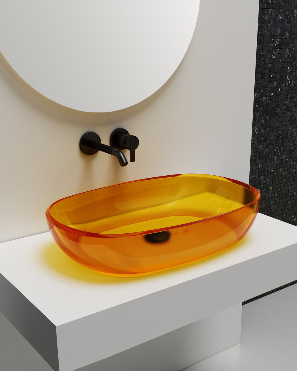Vasque en résine transparente disponible en plusieurs couleurs