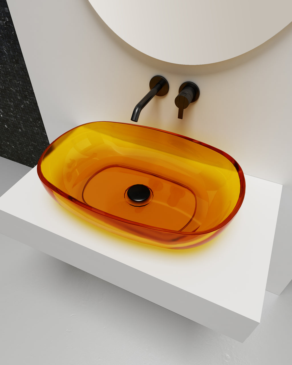 Vasque en résine transparente disponible en plusieurs couleurs