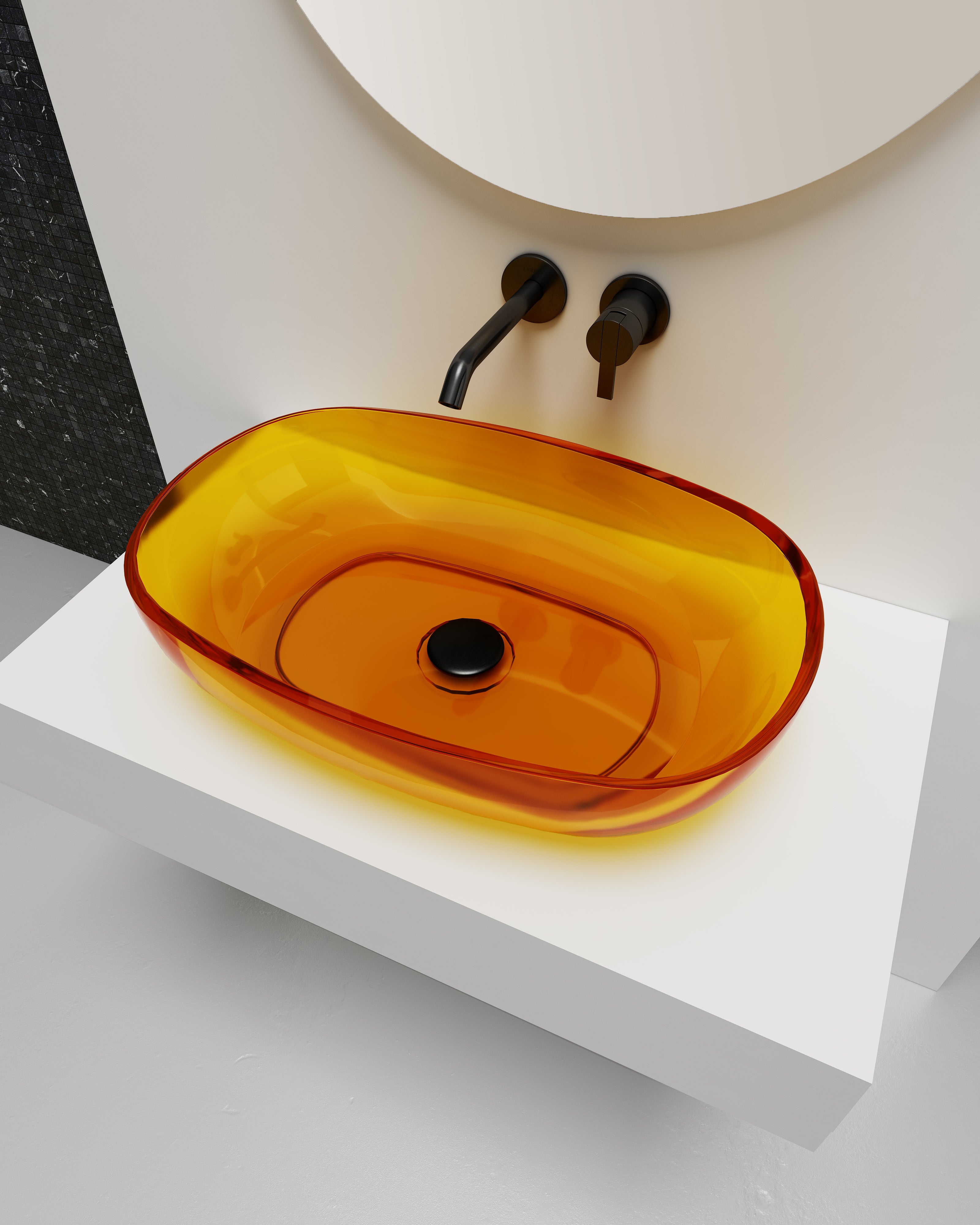 Vasque en résine transparente disponible en plusieurs couleurs