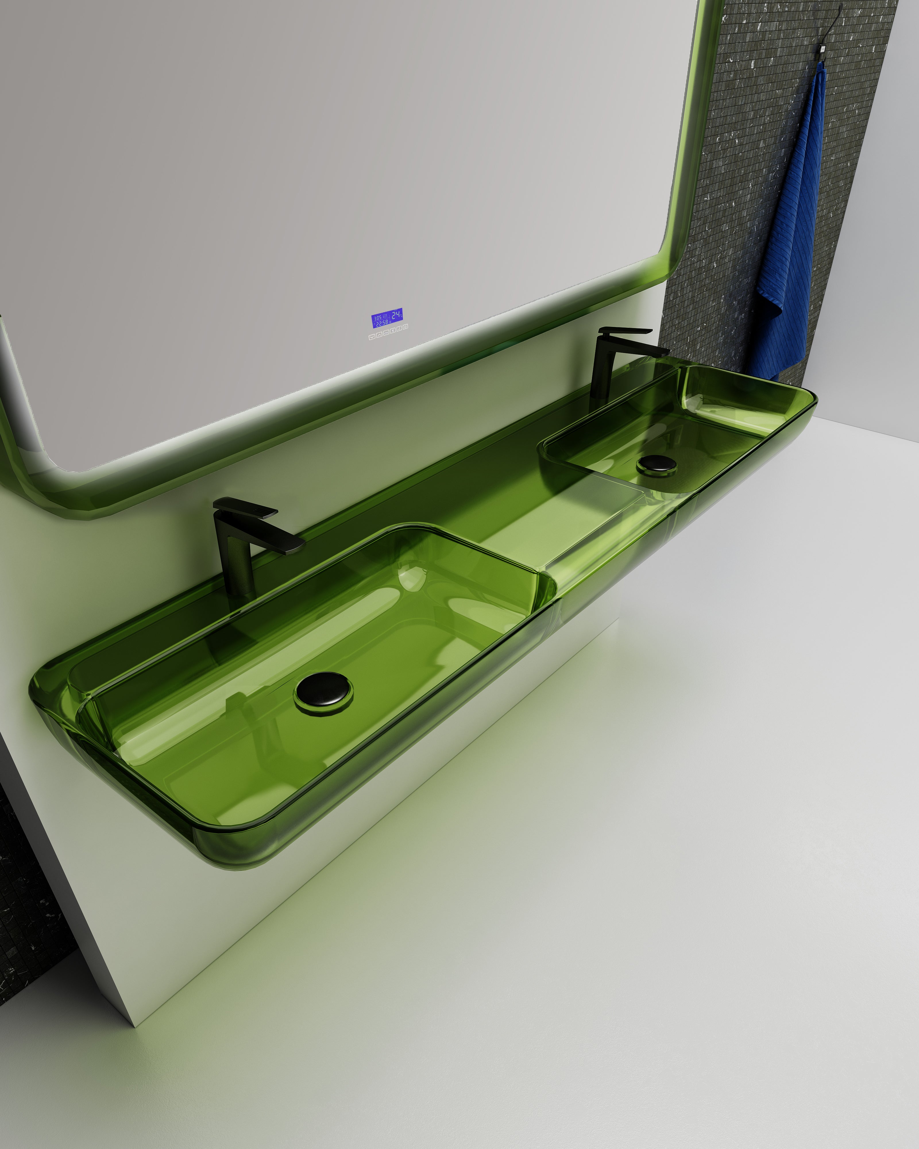 Vasque en résine transparente disponible en plusieurs couleurs