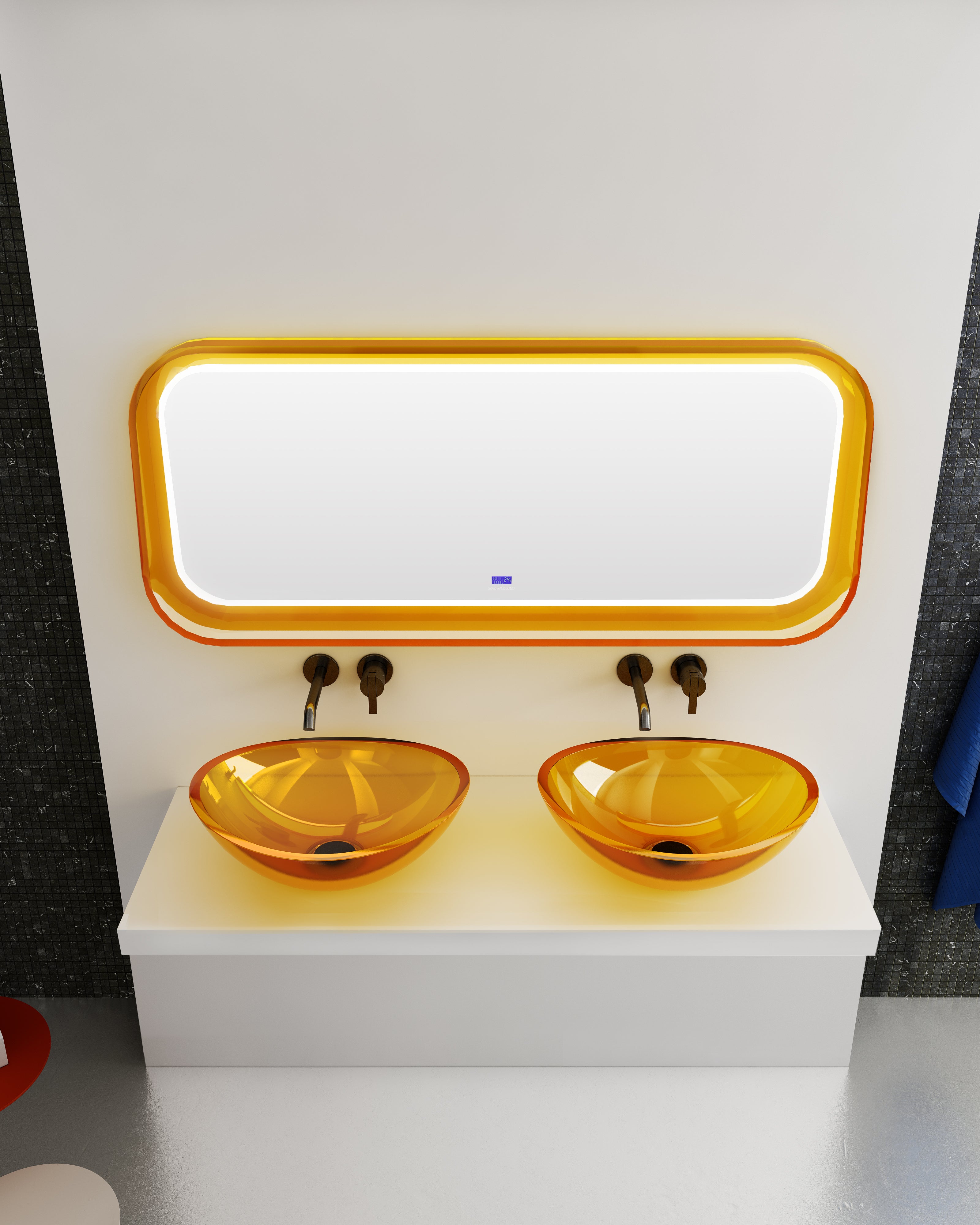 Miroir en résine transparente disponible en plusieurs couleurs