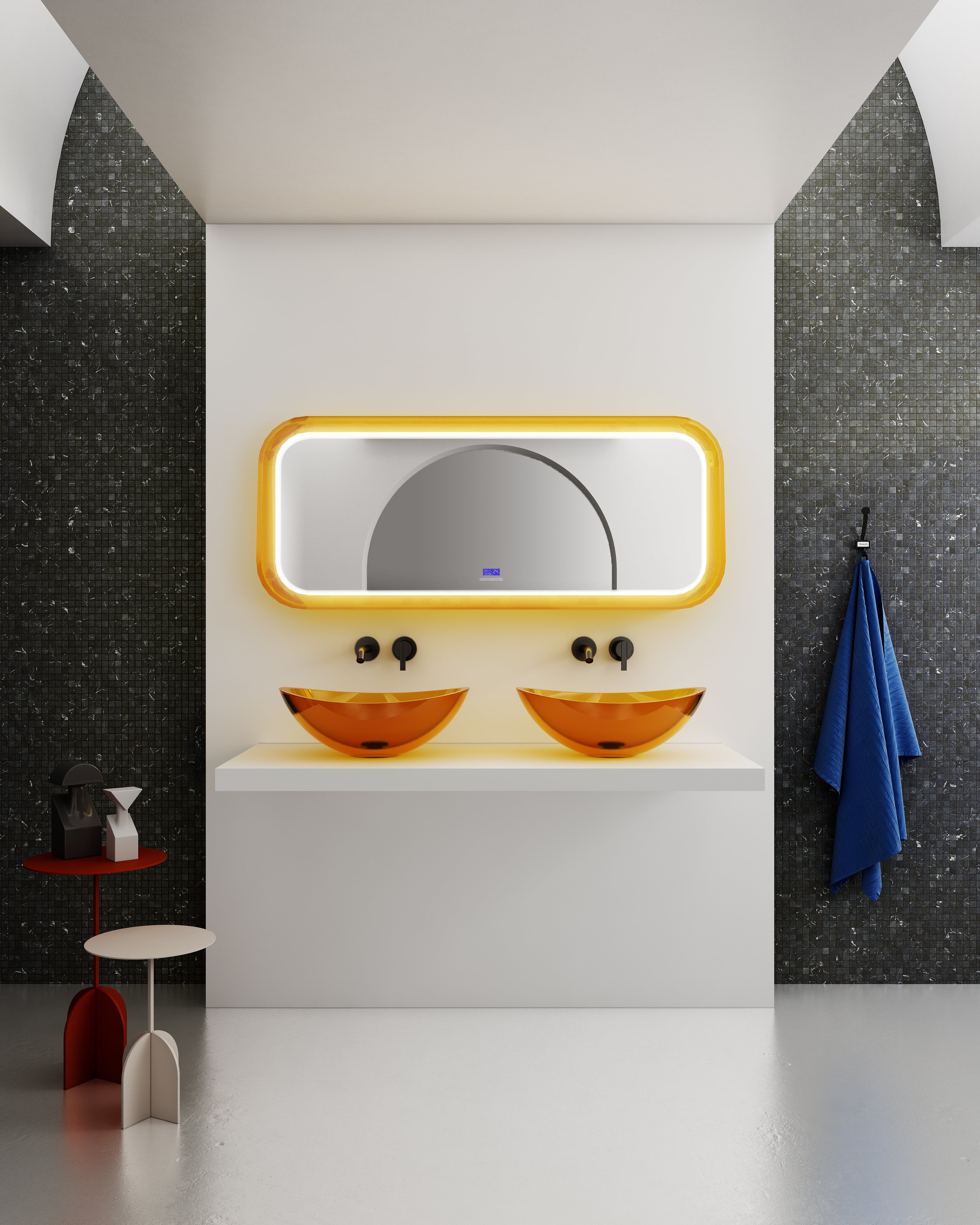 Miroir en résine transparente disponible en plusieurs couleurs
