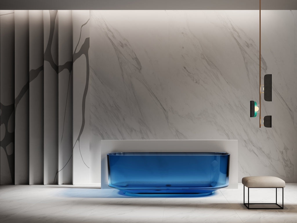 Baignoire en résine transparente disponible en plusieurs couleurs