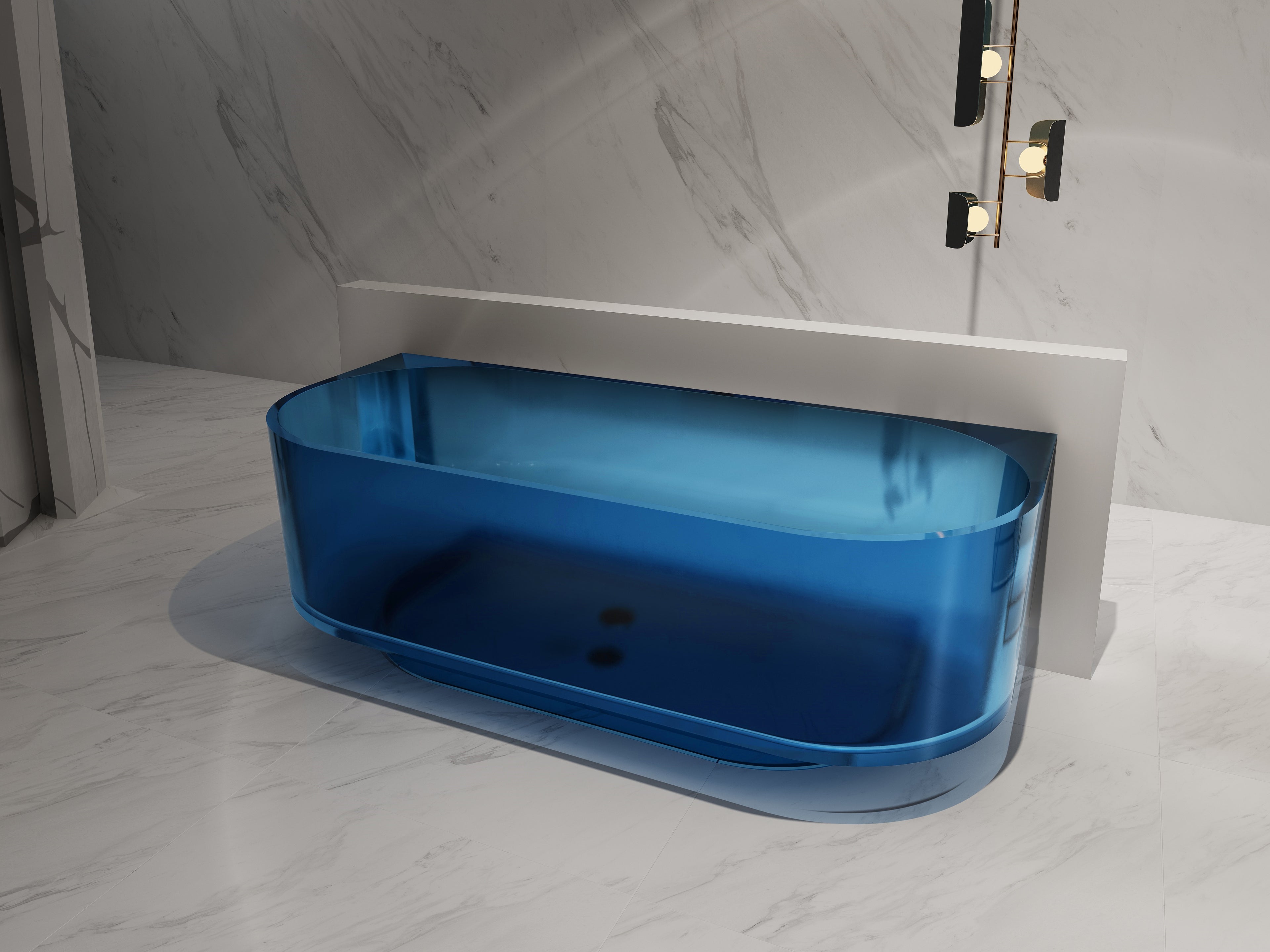 Baignoire en résine transparente disponible en plusieurs couleurs