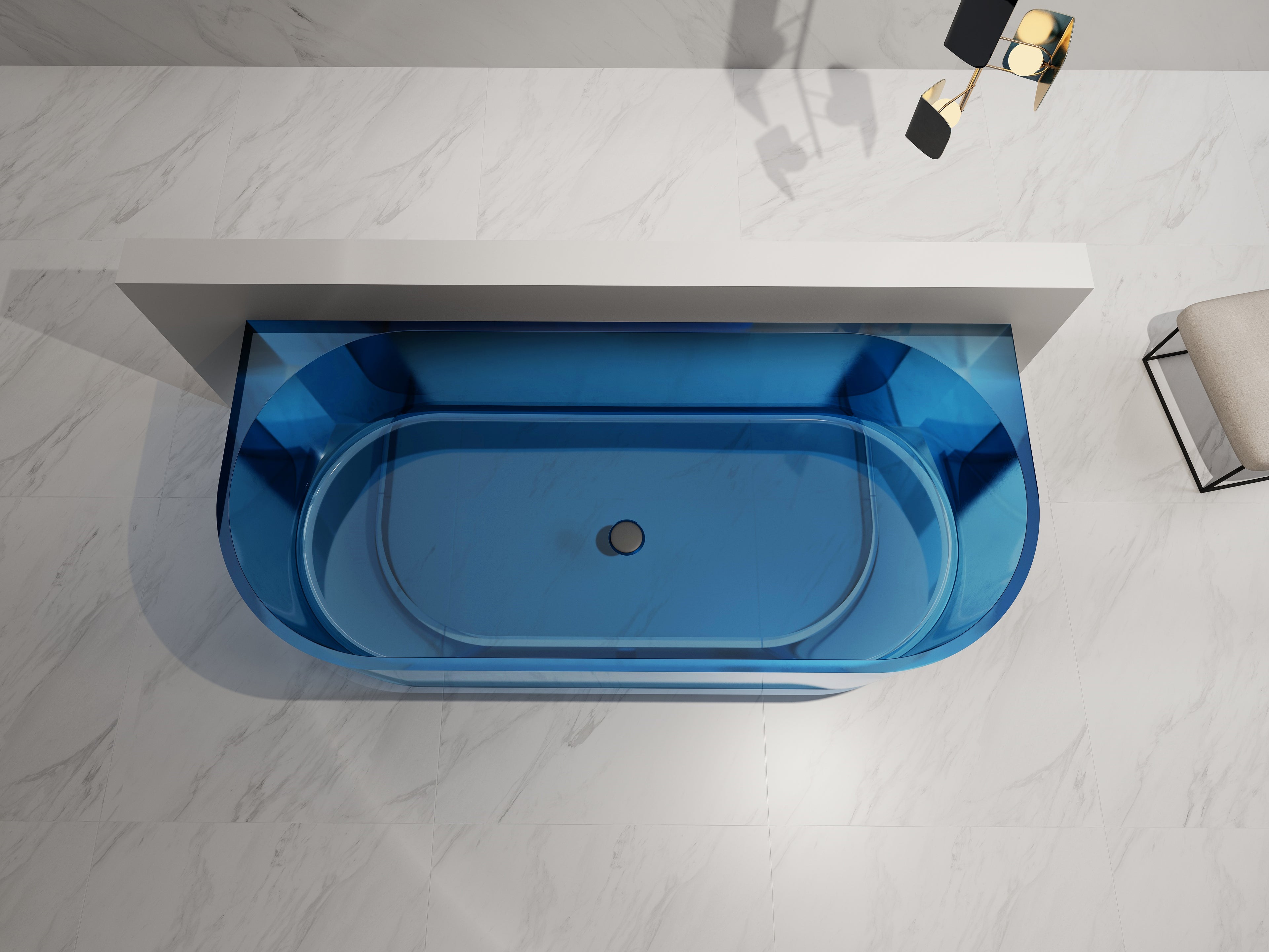 Baignoire en résine transparente disponible en plusieurs couleurs