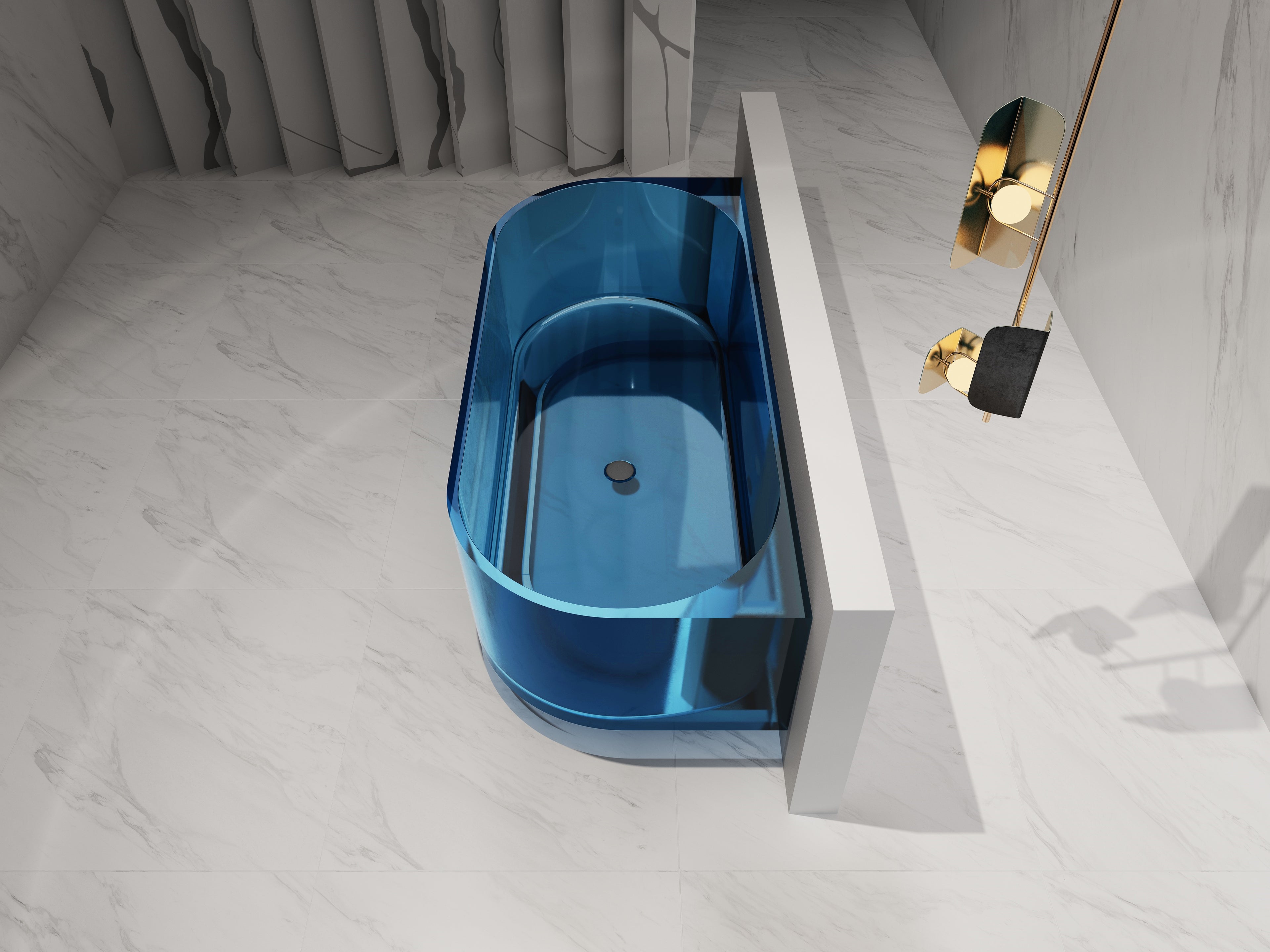 Baignoire en résine transparente disponible en plusieurs couleurs