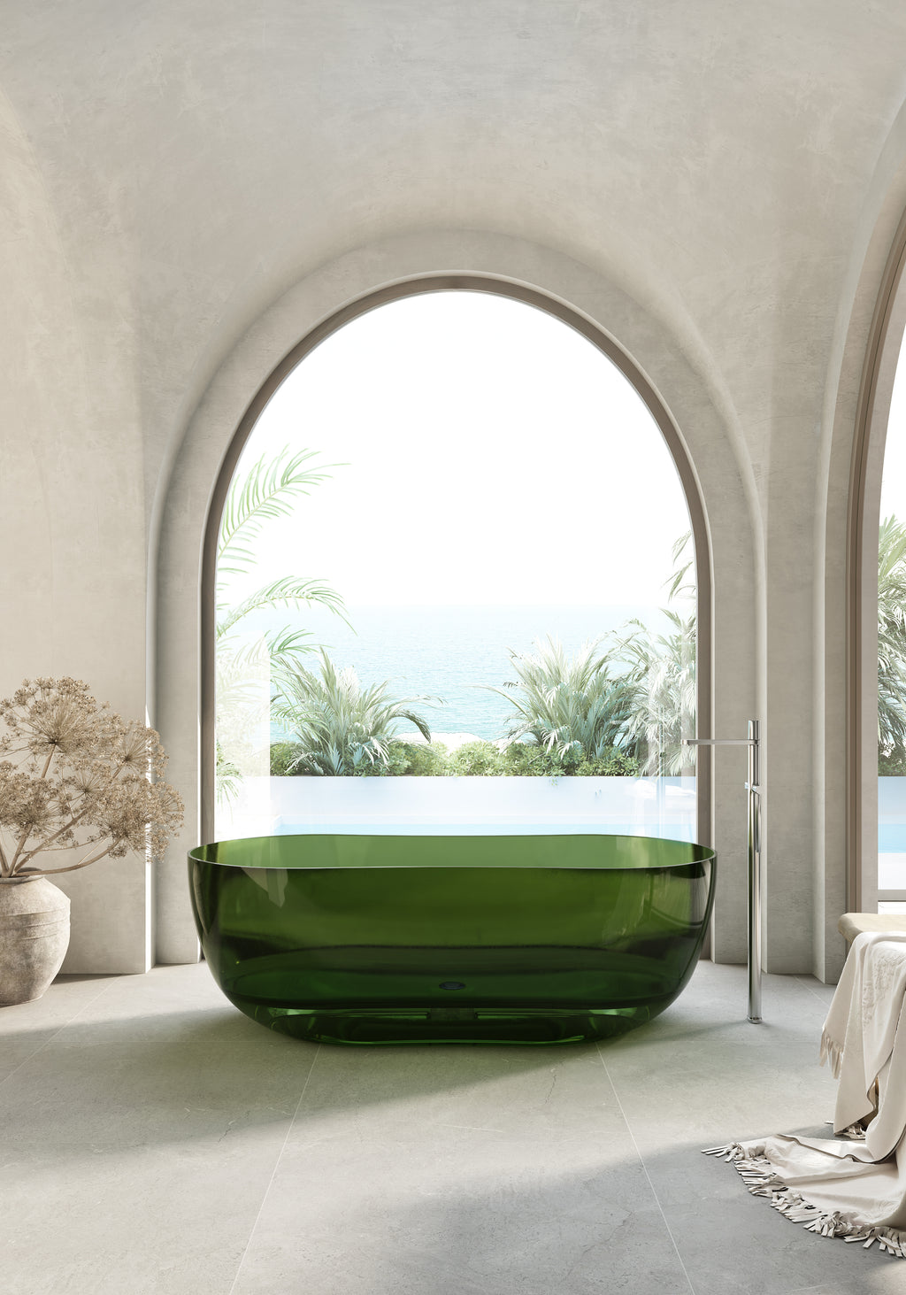 Baignoire en résine transparente disponible en plusieurs couleurs