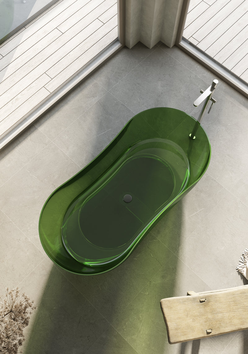 Baignoire en résine transparente disponible en plusieurs couleurs