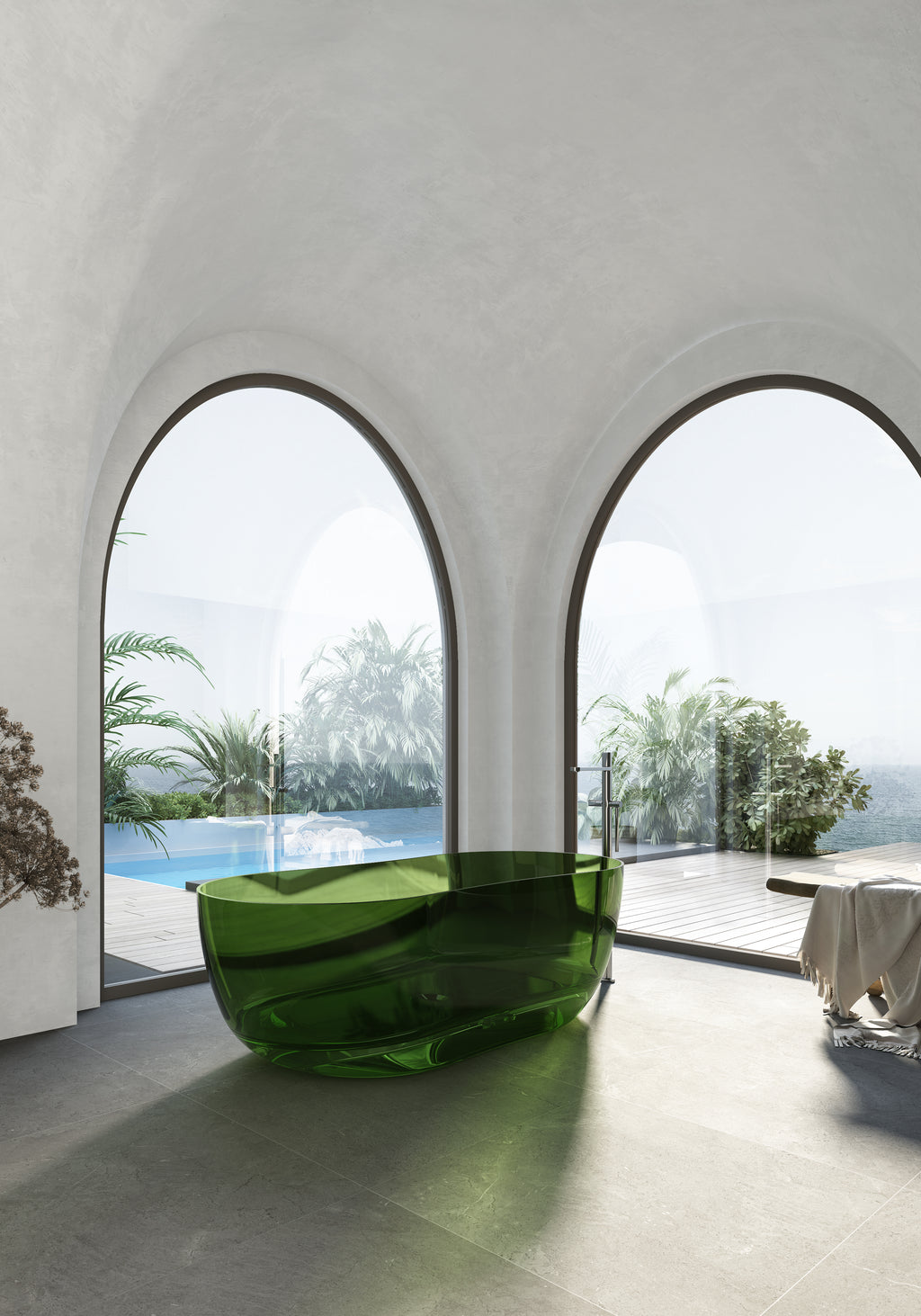 Baignoire en résine transparente disponible en plusieurs couleurs