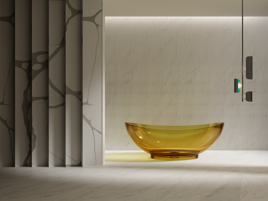 Baignoire en résine transparente disponible en plusieurs couleurs