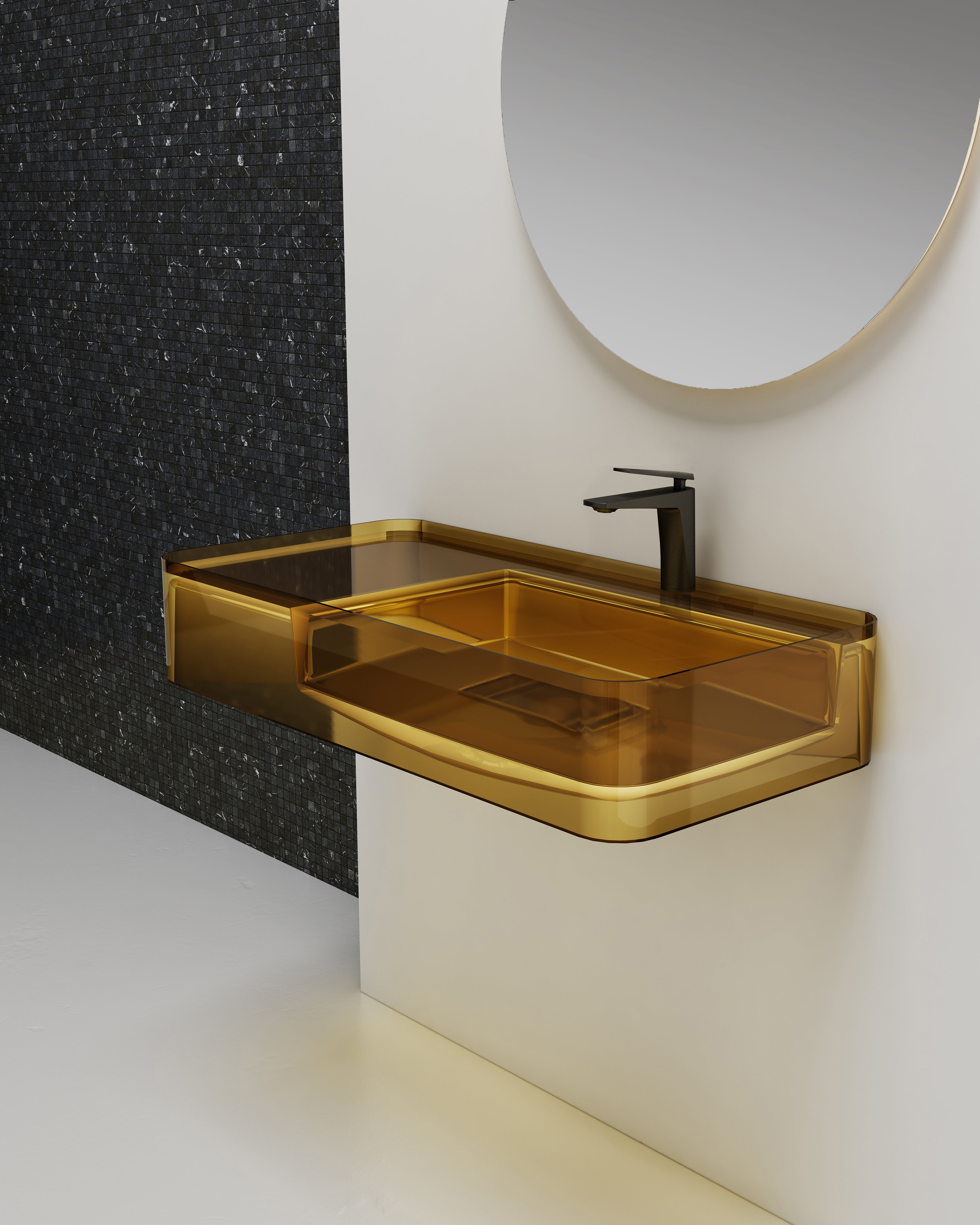 Vasque en résine transparente disponible en plusieurs couleurs