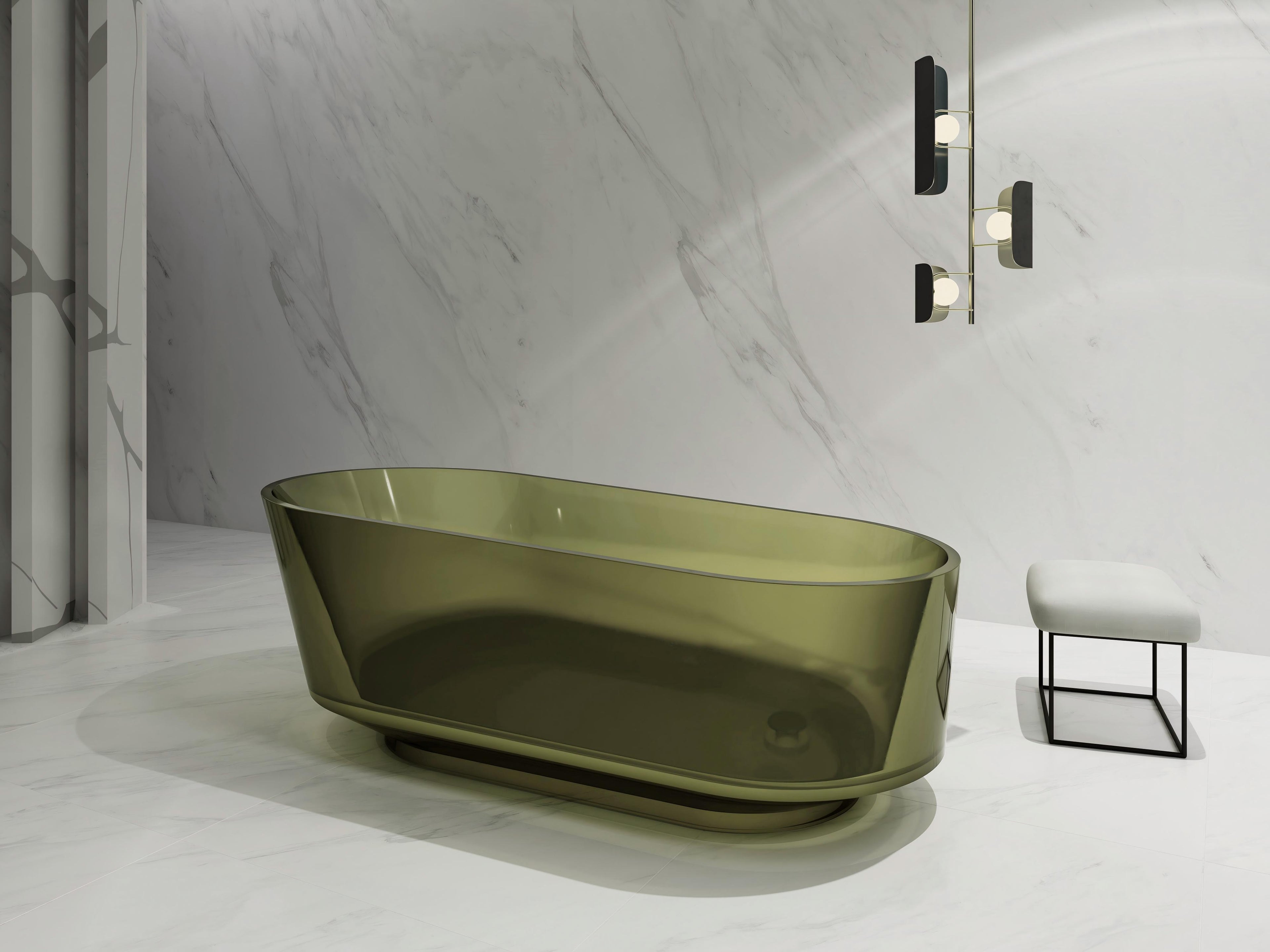 Baignoire en résine transparente disponible en plusieurs couleurs