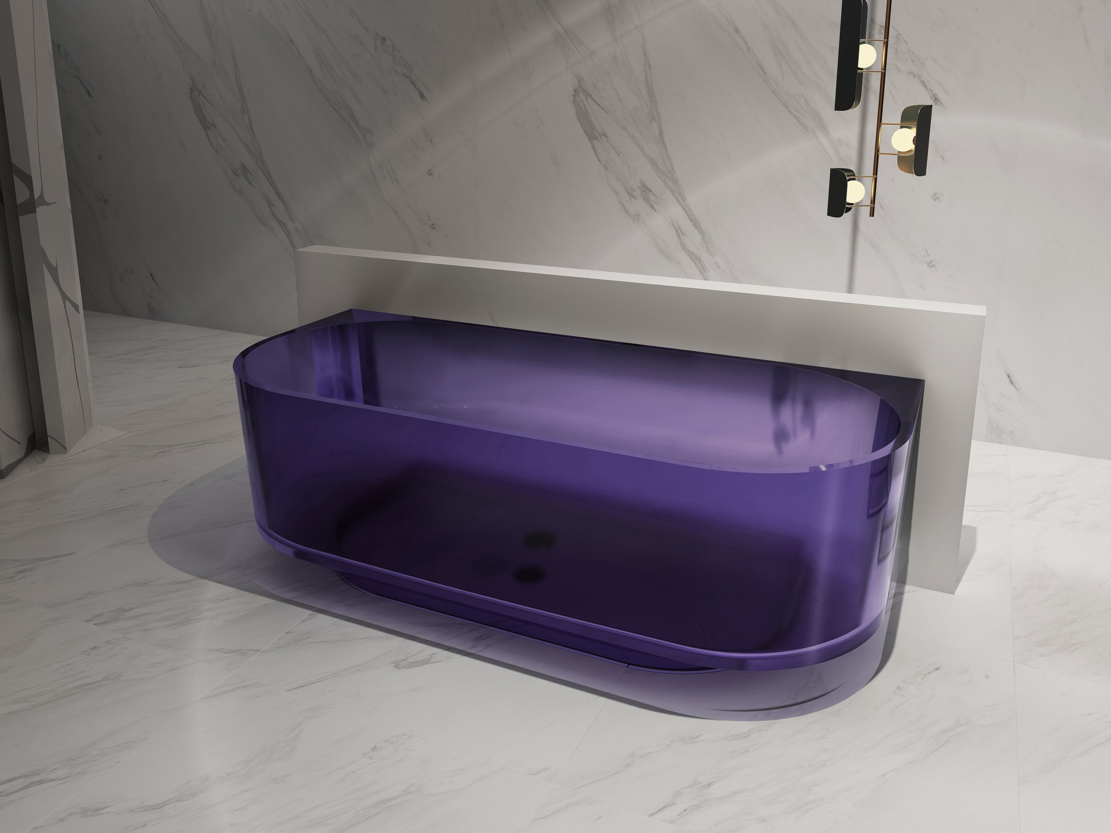 Baignoire en résine transparente disponible en plusieurs couleurs
