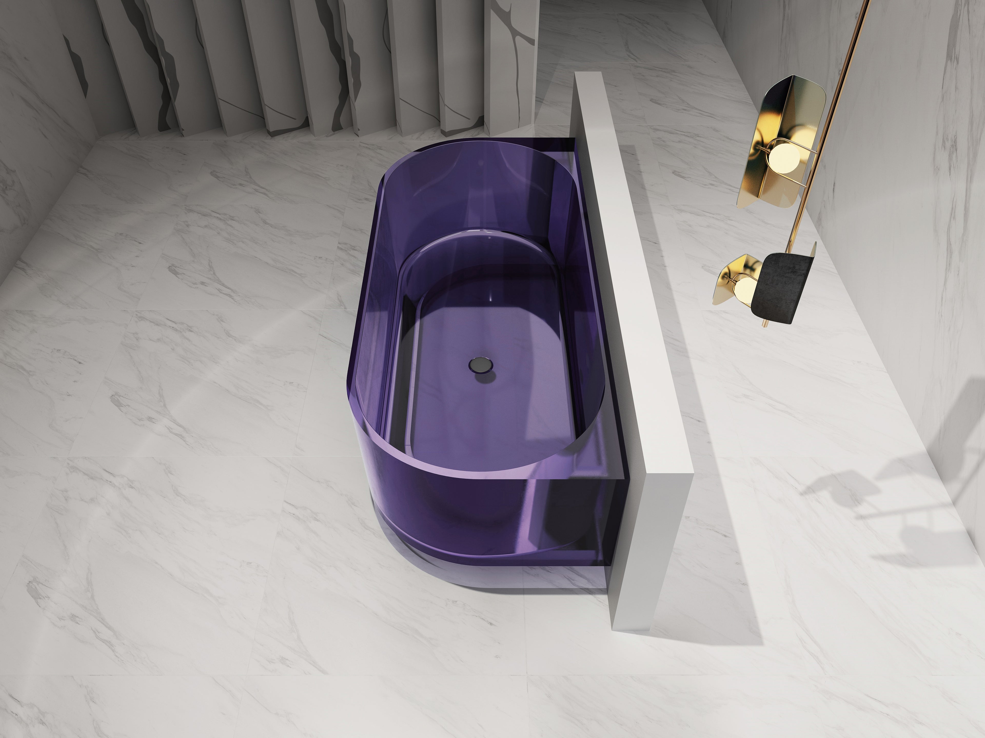 Baignoire en résine transparente disponible en plusieurs couleurs