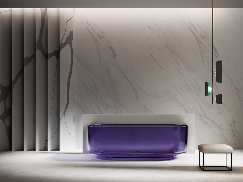 Baignoire en résine transparente disponible en plusieurs couleurs