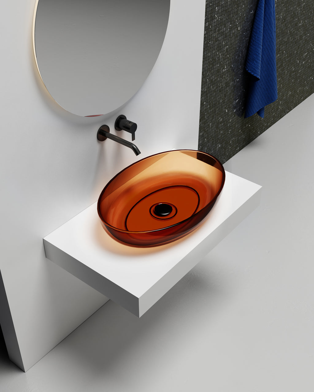 Vasque en résine transparente disponible en plusieurs couleurs