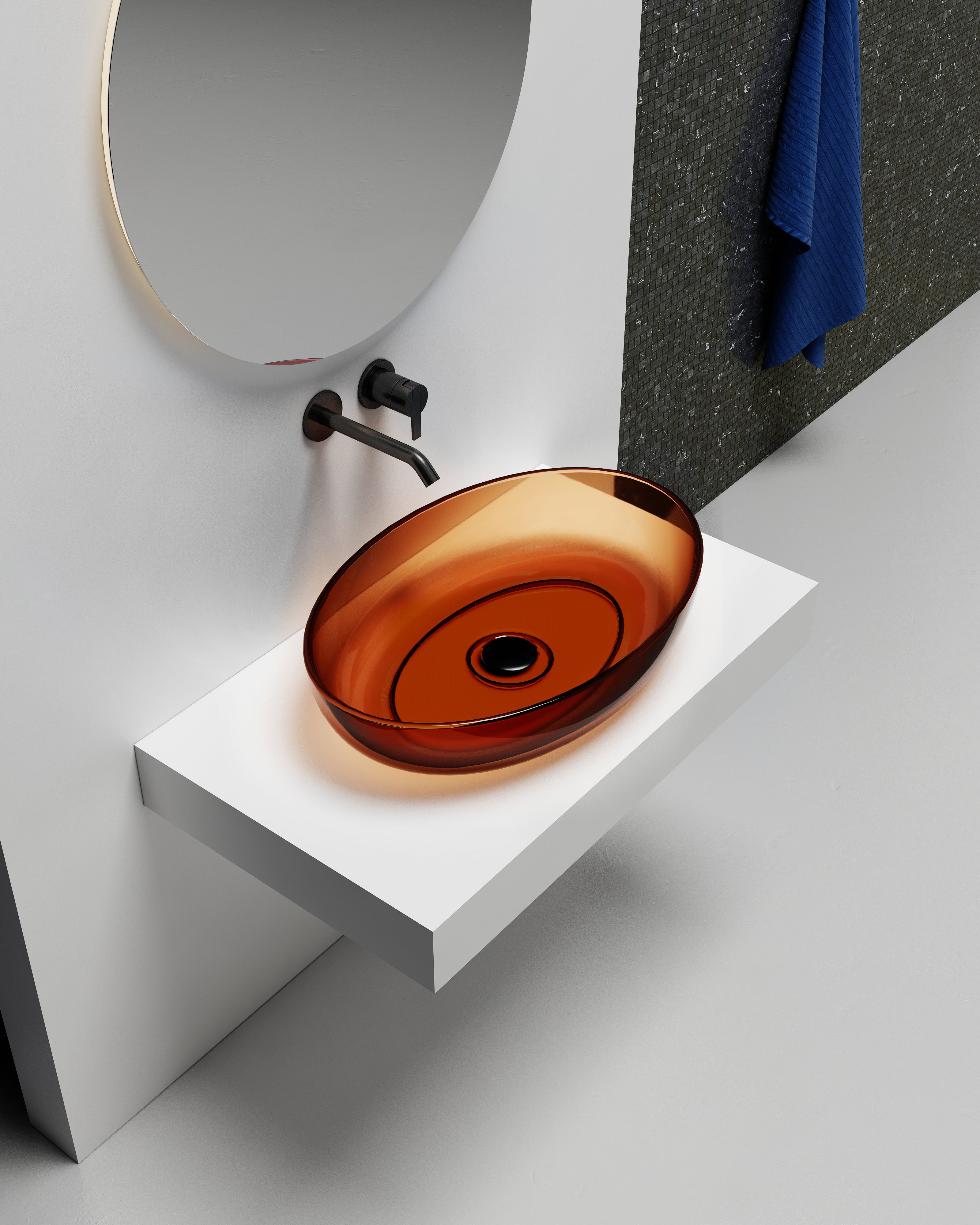 Vasque en résine transparente disponible en plusieurs couleurs