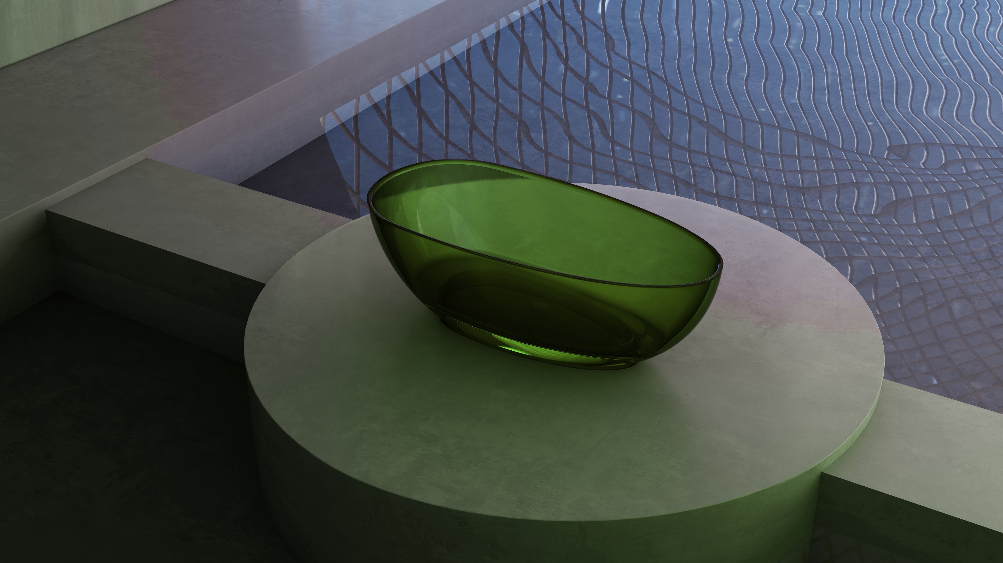 Baignoire en résine transparente disponible en plusieurs couleurs