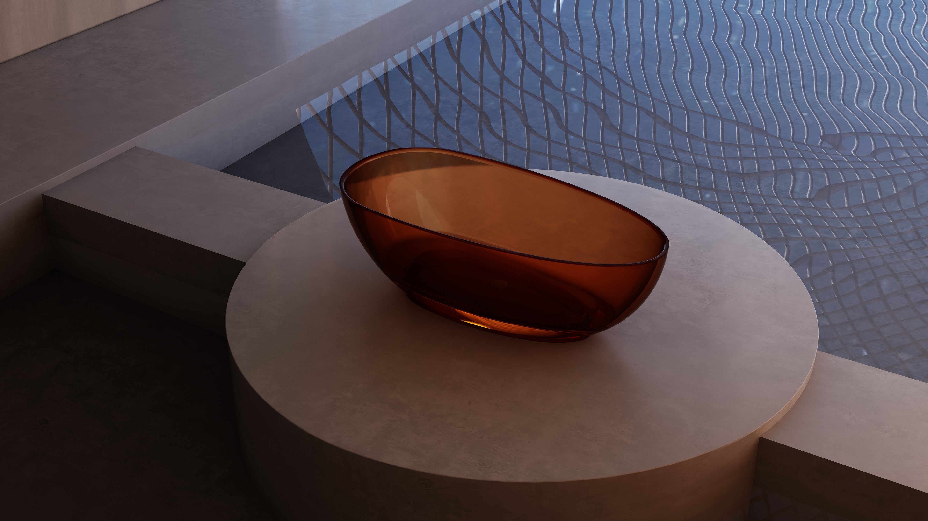 Baignoire en résine transparente disponible en plusieurs couleurs