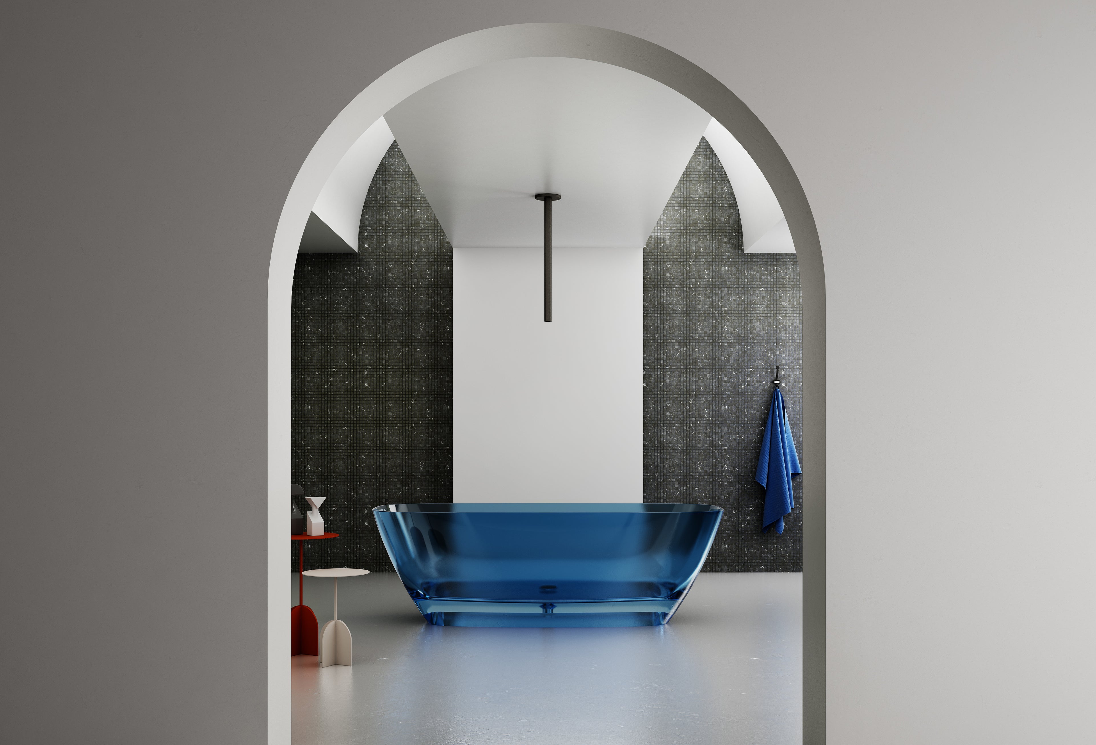 Baignoire en résine transparente disponible en plusieurs couleurs