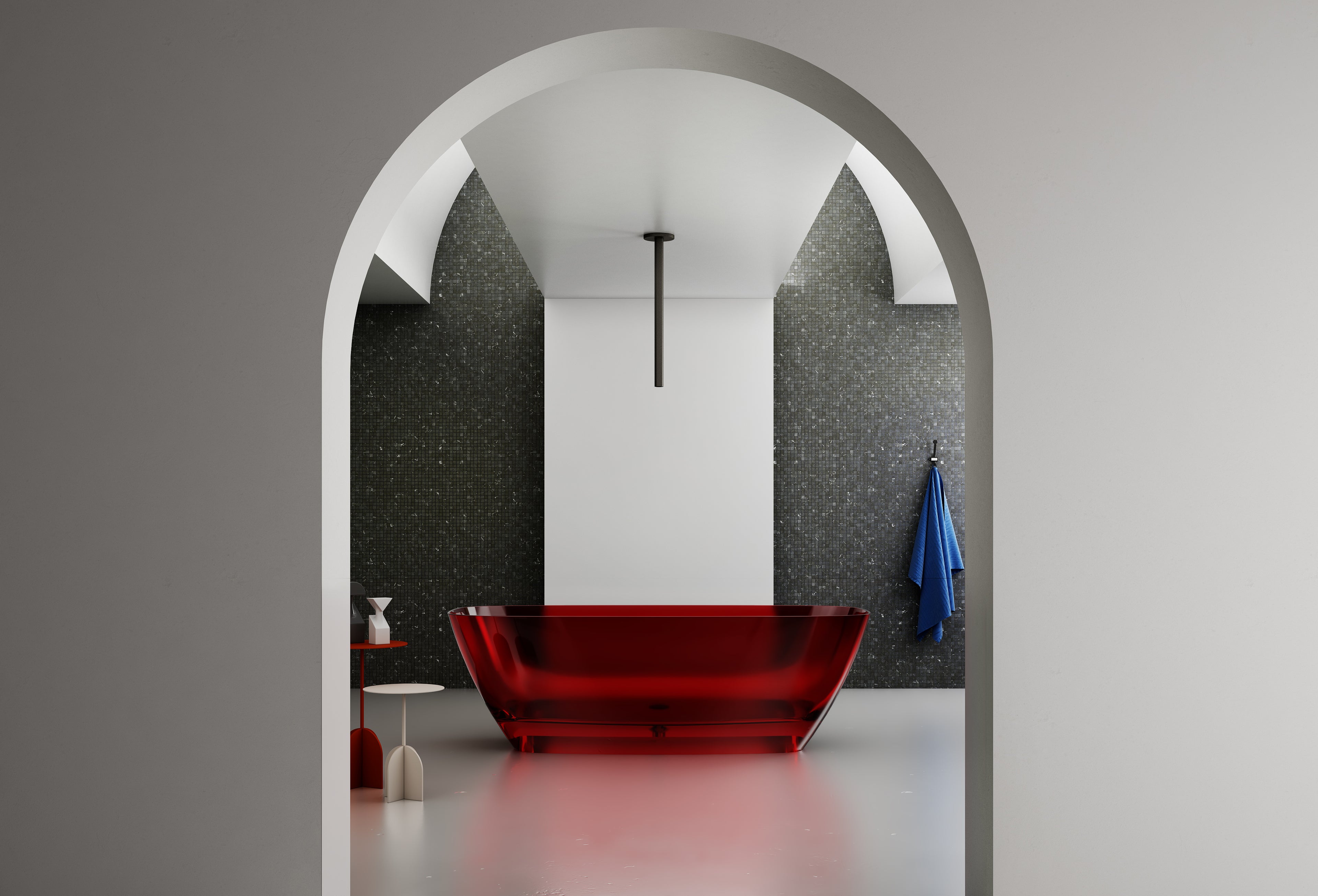 Baignoire en résine transparente disponible en plusieurs couleurs