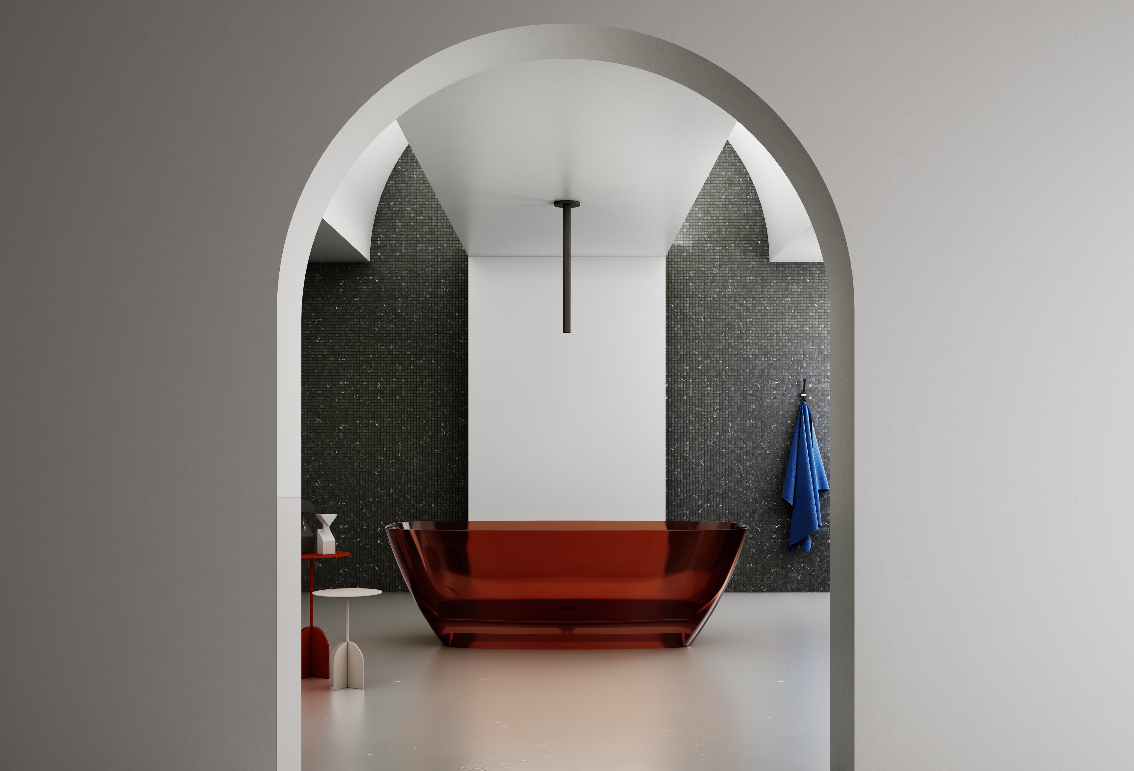 Baignoire en résine transparente disponible en plusieurs couleurs