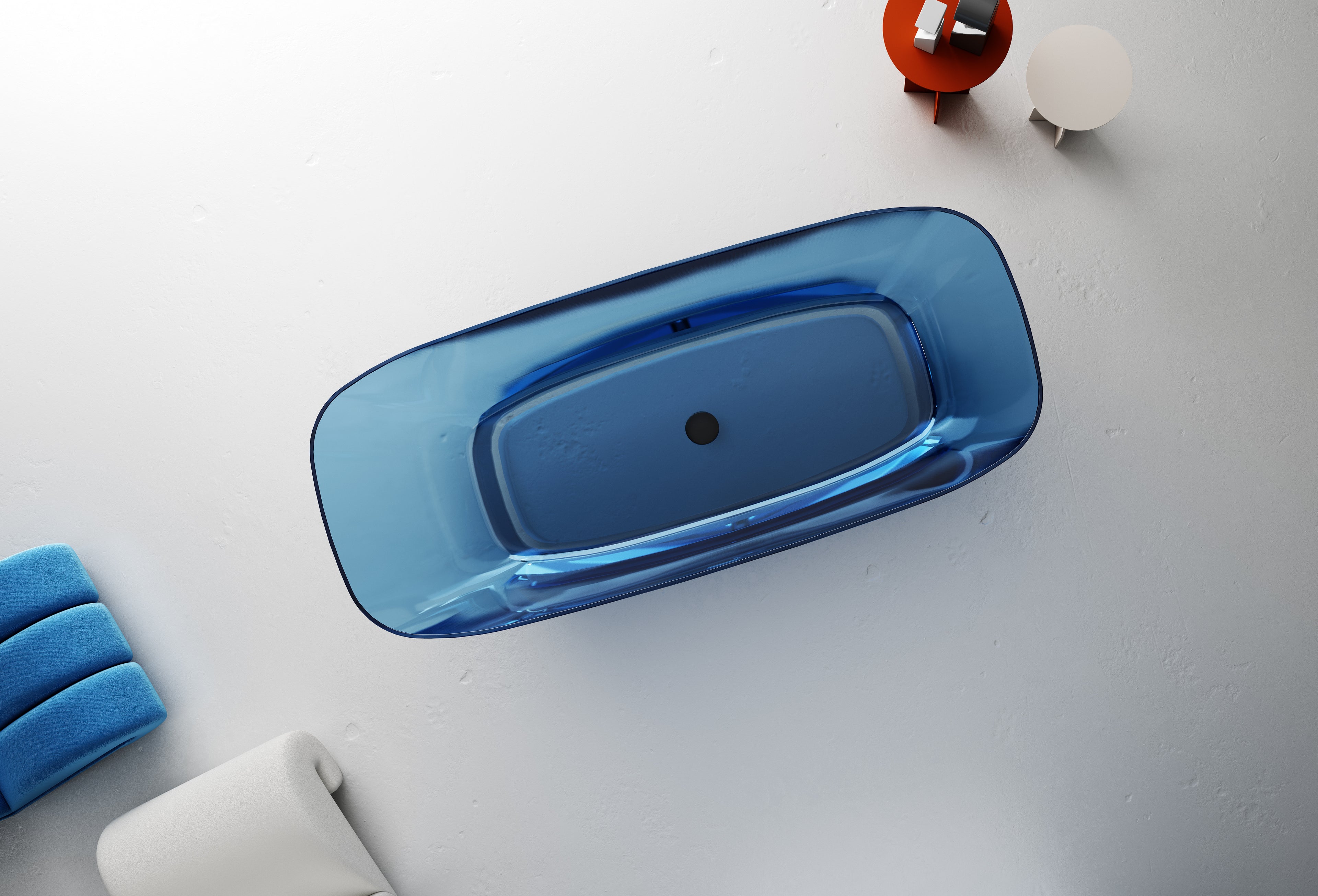 Baignoire en résine transparente disponible en plusieurs couleurs