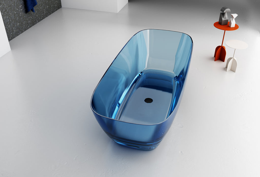 Baignoire en résine transparente disponible en plusieurs couleurs