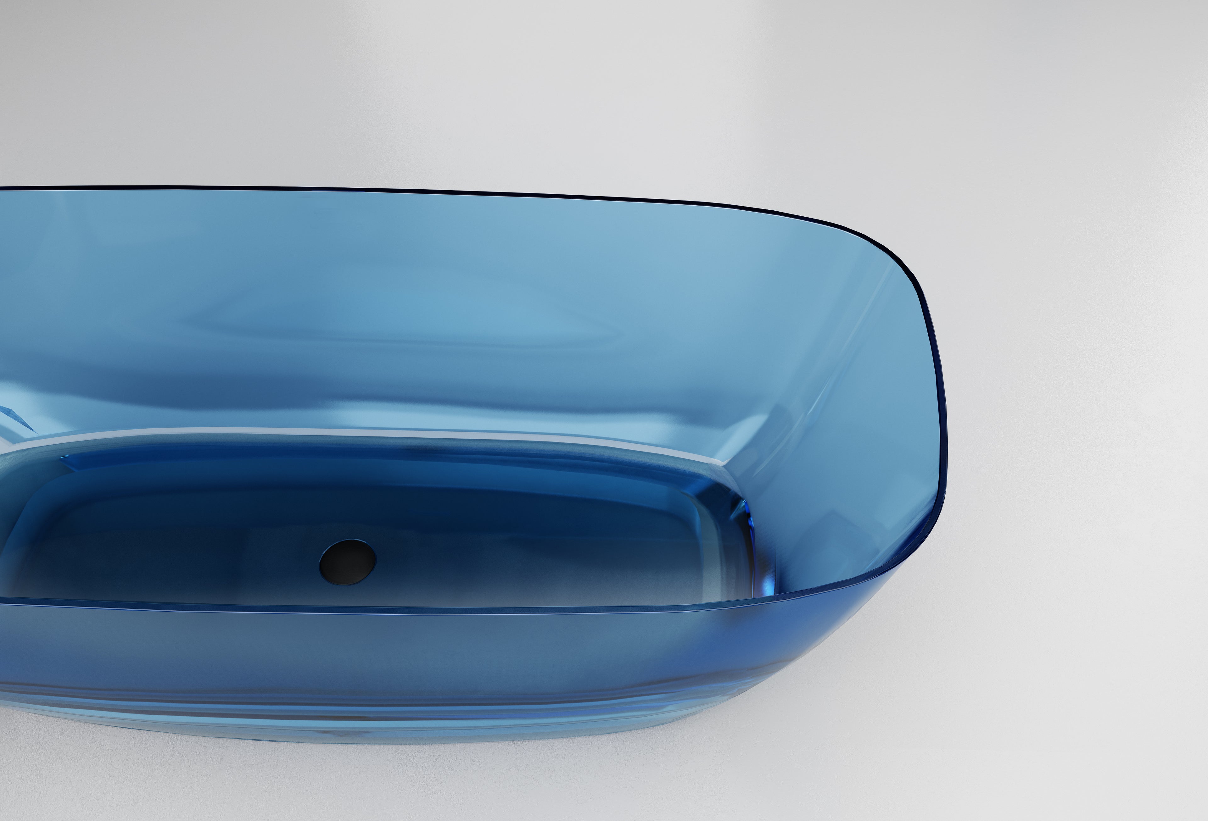 Baignoire en résine transparente disponible en plusieurs couleurs