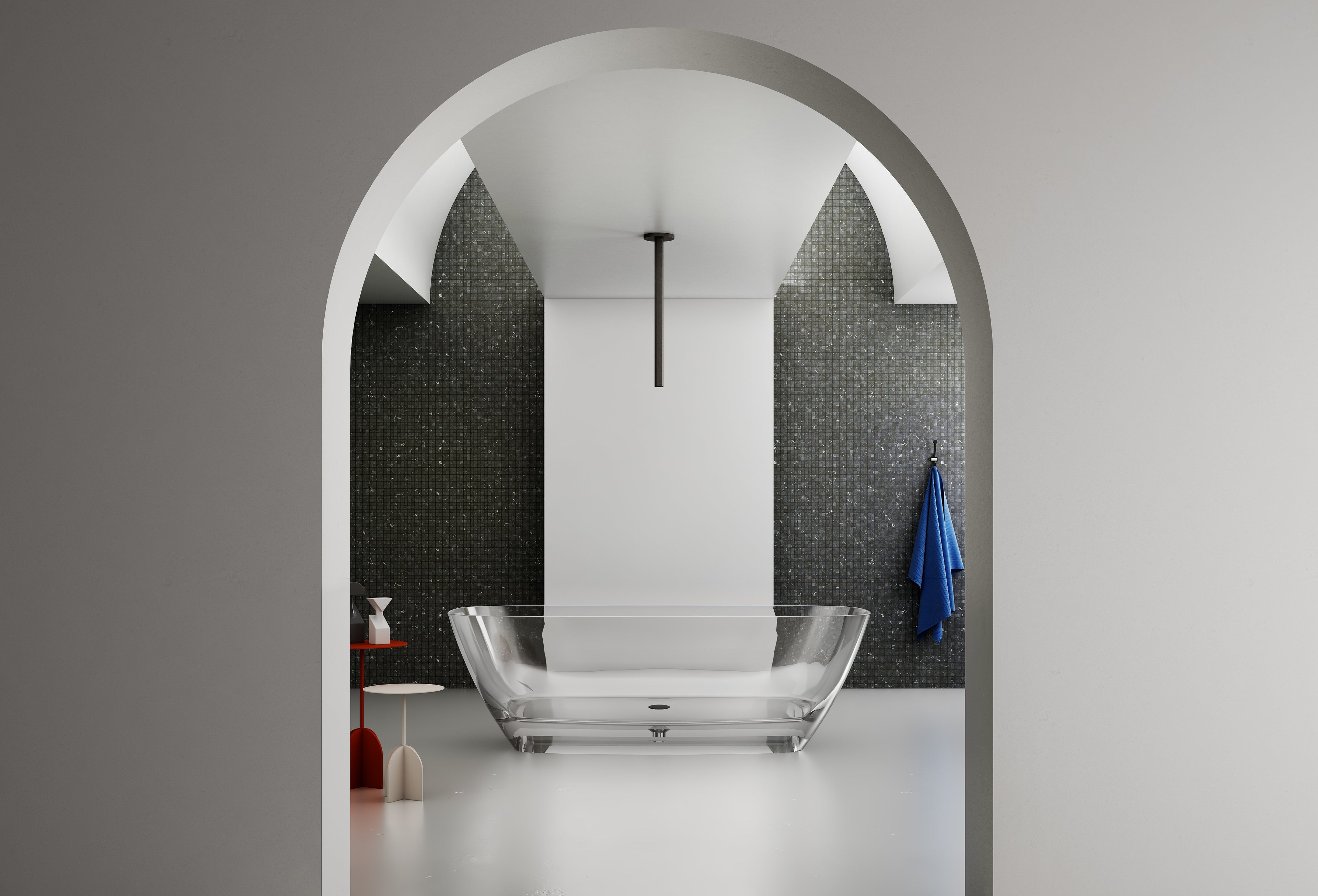 Baignoire en résine transparente disponible en plusieurs couleurs