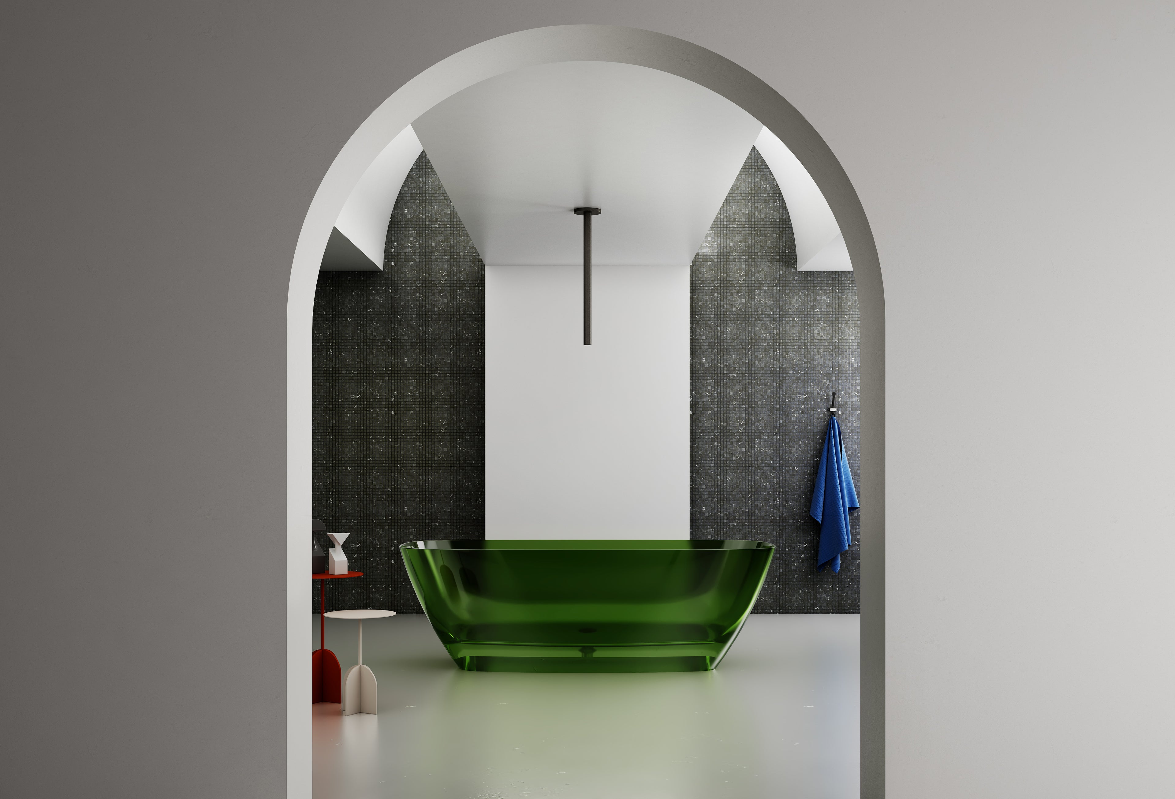 Baignoire en résine transparente disponible en plusieurs couleurs