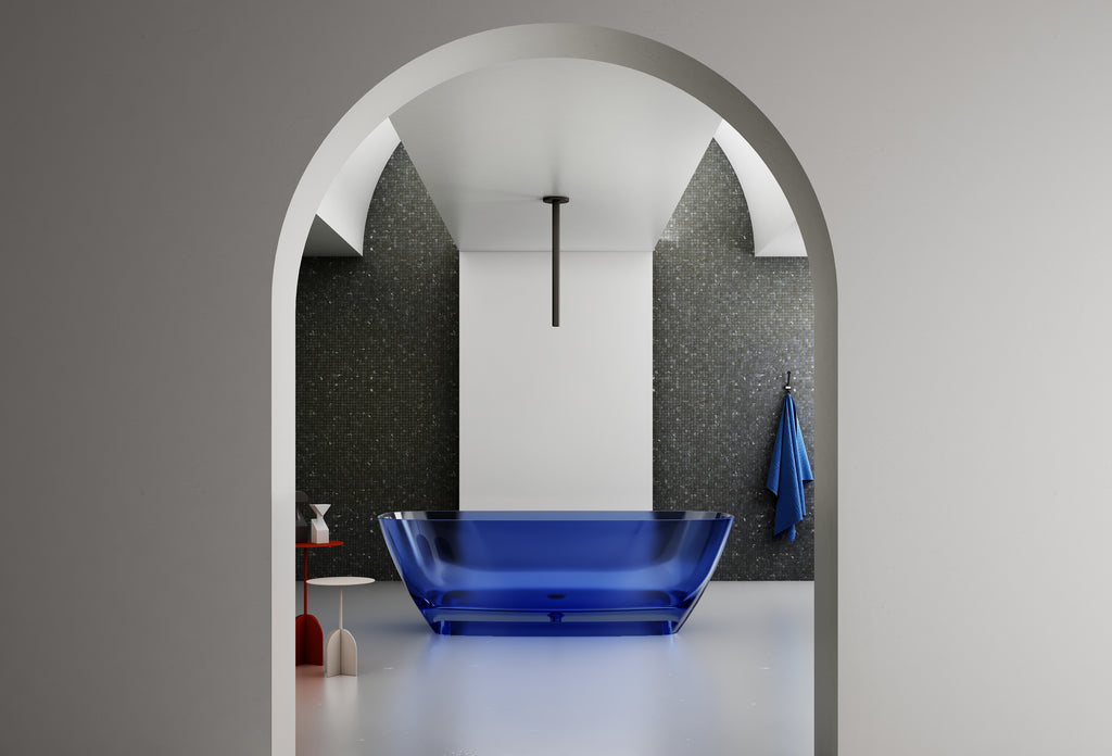 Baignoire en résine transparente disponible en plusieurs couleurs